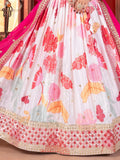 Stunning Off - White Floral Printed Lehenga Choli With Georgette Dupatta - Ethnic Plus In