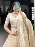 Stunning Off - White Weaving Silk Festival Wear Lehenga Choli - Ethnic Plus In