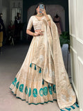 Stunning Off - White Weaving Silk Festival Wear Lehenga Choli - Ethnic Plus In