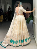 Stunning Off - White Weaving Silk Festival Wear Lehenga Choli - Ethnic Plus In
