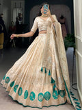 Stunning Off - White Weaving Silk Festival Wear Lehenga Choli - Ethnic Plus In