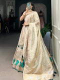 Stunning Off - White Weaving Silk Festival Wear Lehenga Choli - Ethnic Plus In