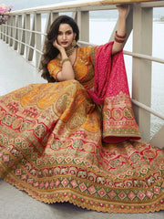 Stunning Orange Embroidered Silk Wedding Lehenga Choli With Dupatta - Ethnic Plus In