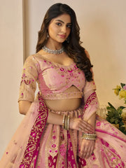 Stunning Orange Patch Work Banarasi Silk Designer Lehenga Choli With Dupatta - Ethnic Plus In