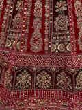 Stunning Pink Dori Work Velvet Bridal Lehenga Choli With Two Dupatta - Ethnic Plus In