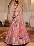 Stunning Pink Sequins Net Bridal Pastel Lehenga Choli With Dupatta - Ethnic Plus In
