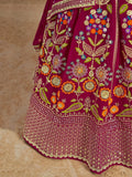 Stunning Pink Thread Work Georgette Engagement Wear Lehenga With Blouse - Ethnic Plus In