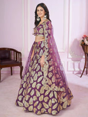 Stunning Purple Sequins Georgette Engagement Wear Lehenga Choli - Ethnic Plus In