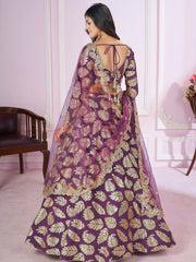 Stunning Purple Sequins Georgette Engagement Wear Lehenga Choli - Ethnic Plus In