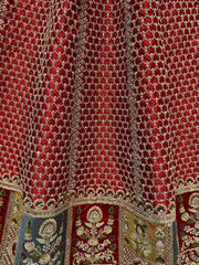 Stunning Red Multi - Thread Work Silk Bridal Wear Lehenga Choli - Ethnic Plus In