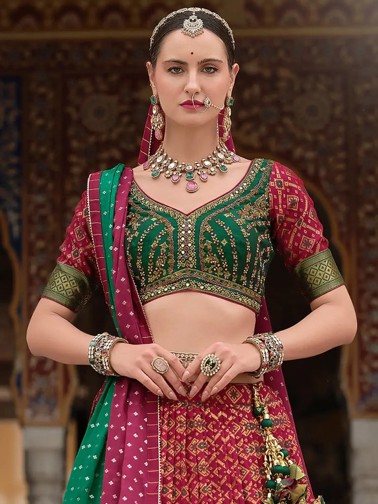 Stunning Red Zari Weaving Silk Bridal Lehenga Choli With Dupatta - Ethnic Plus In