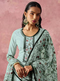 Stunning Sky Blue Thread Embroidered Georgette Straight Suit - Ethnic Plus In