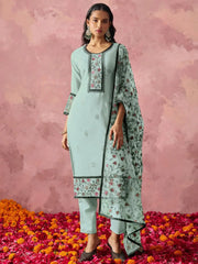 Stunning Sky Blue Thread Embroidered Georgette Straight Suit - Ethnic Plus In