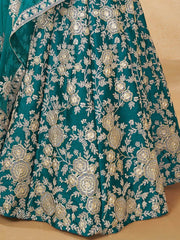 Stunning Teal Green Silk Function Wear Lehenga Choli With Dupatta - Ethnic Plus In