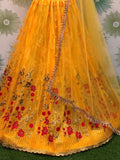 Stunning Yellow Thread Work Net Wedding Wear Lehenga Choli - Ethnic Plus In