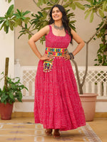 Stylish Pink Georgette Bandhani Print Festival Wear Gown