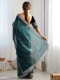 Stylish Rama Green Sequins Mehendi Wear Saree With Blouse - Ethnic Plus In