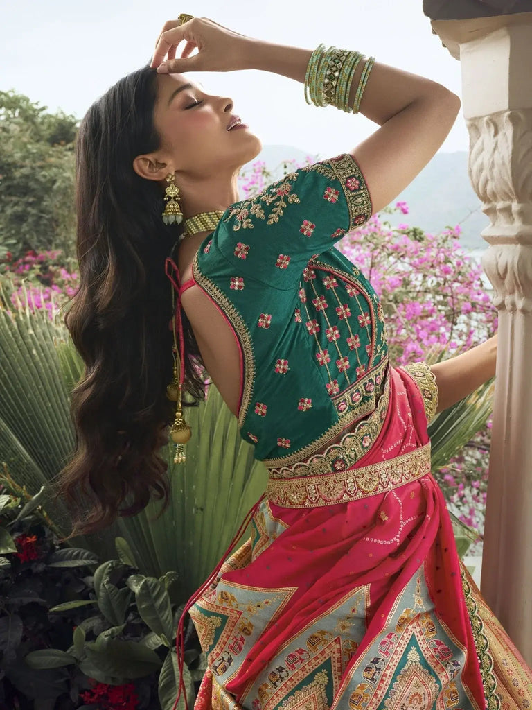 Surprising Multi Color Embroidered Silk Wedding Lehenga Choli With Dupatta - Ethnic Plus In