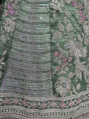Surprising Pista Green Sequins Silk Designer Lehenga Choli With Dupatta - Ethnic Plus In
