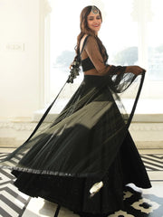 Sweet Black Sequins Georgette Reception Wear Lehenga Choli - Ethnic Plus In
