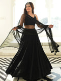 Sweet Black Sequins Georgette Reception Wear Lehenga Choli - Ethnic Plus In