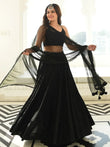 Sweet Black Sequins Georgette Reception Wear Lehenga Choli - Ethnic Plus In
