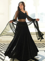 Sweet Black Sequins Georgette Reception Wear Lehenga Choli