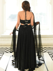 Sweet Black Sequins Georgette Reception Wear Lehenga Choli - Ethnic Plus In
