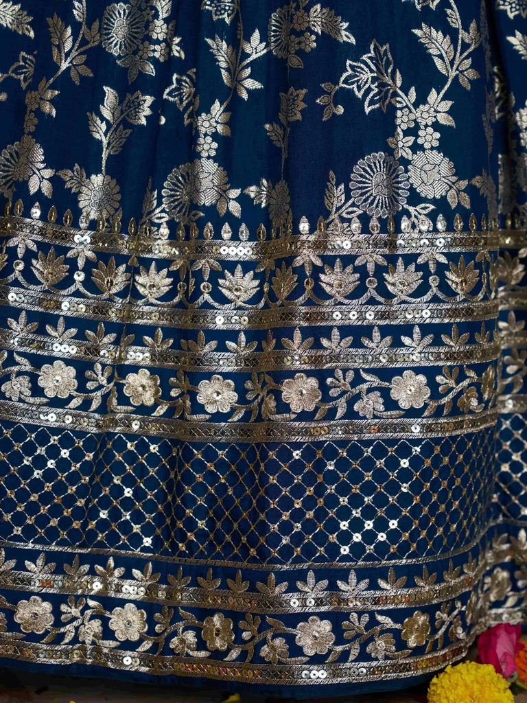 Sweet Dove Blue Zari Embroidered Designer Lehenga Choli - Ethnic Plus In