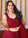 Sweet Maroon Sequins Georgette Festival Wear Lehenga Choli - Ethnic Plus In