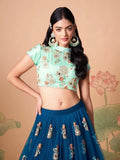 Superb Sapphire Blue Dori Work Net Designer Lehenga Choli