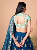 Superb Sapphire Blue Dori Work Net Designer Lehenga Choli