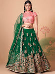 Stunning Green Embroidered Net Designer lehenga Choli