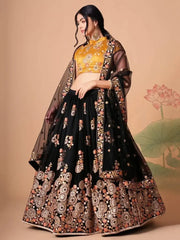 Glamorous Black Dori Embroidery Net Designer Lehenga Choli