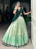 Tantalizing Pista Green Zari Weaving Silk Lehenga Choli With Dupatta - Ethnic Plus In