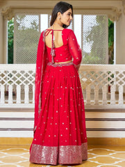 Tempting Red Sequins Work Georgette Function Wear Lehenga Choli - Ethnic Plus In