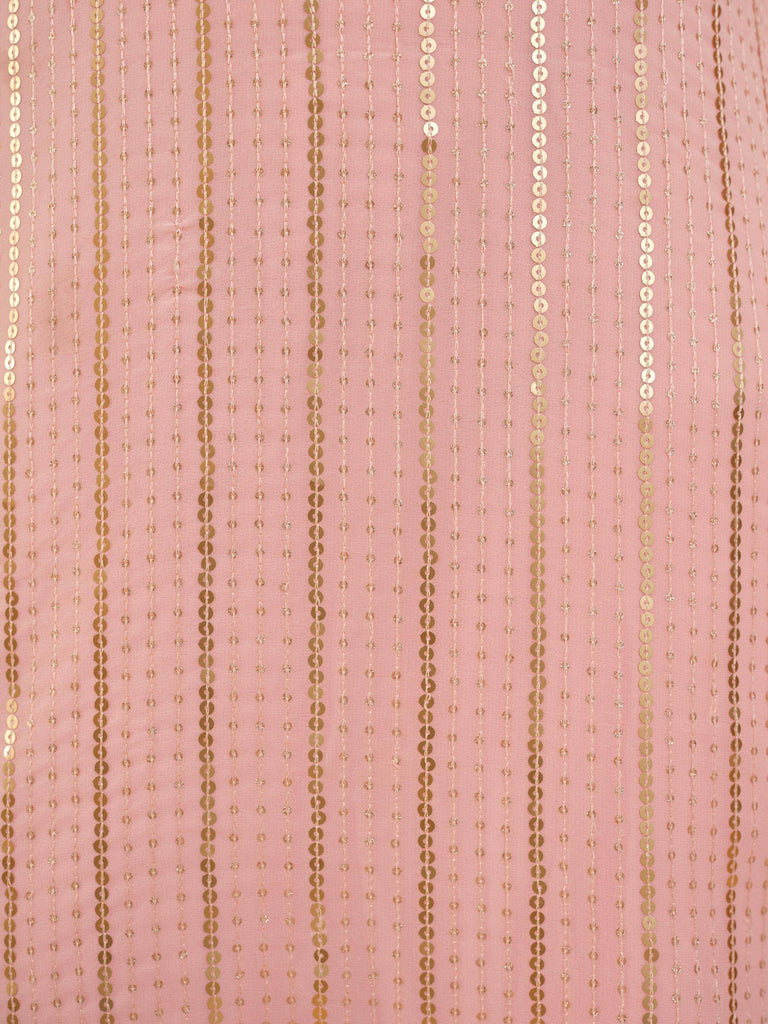 Gorgeous Baby Pink Sequins Georgette Event Wear Palazzo Suit