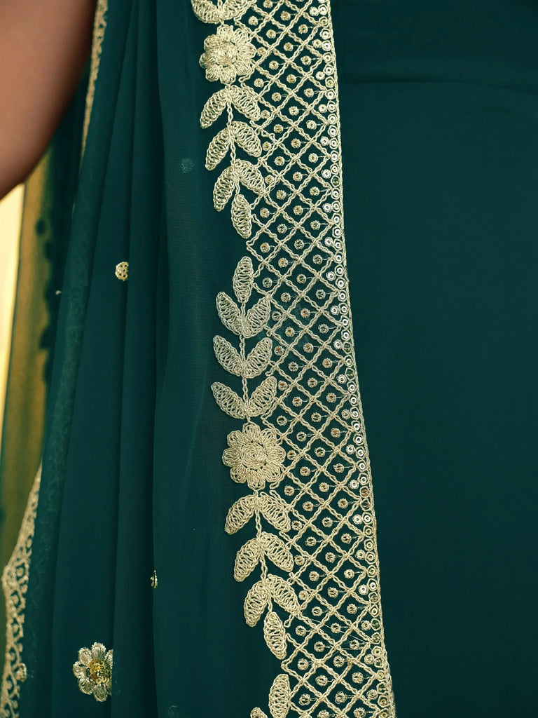 Enchanting Dark Green Georgette Designer Salwar Suit With Dupatta