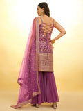 Alluring Purple Embroidered Georgette Reception Wear Sharara Suit