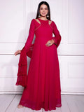 Adorable Pink Color Georgette Function Wear Gown With Dupatta