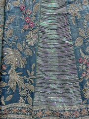 Theatrical Blue Sequins Silk Wedding Wear Lehenga Choli With Dupatta - Ethnic Plus In