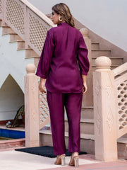 Timeless Purple Silk Blend Office Wear Co - ord Set - Ethnic Plus In