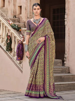 Attractive Purple Patola Printed Silk Function Wear Saree With Blouse