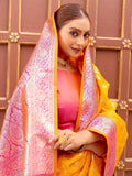 Wonderful Yellow Zari Weaving Banarasi Silk Festival Wear Saree