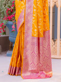 Wonderful Yellow Zari Weaving Banarasi Silk Festival Wear Saree