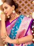 Marvelous Blue Zari Weaving Banarasi Silk Wedding Wear Saree