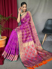 Gorgeous Purple Zari Weaving Silk Function Wear Saree With Blouse