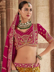 Unique Multi - Color Banarasi Silk Wedding Wear Lehenga Choli With Dupatta - Ethnic Plus In
