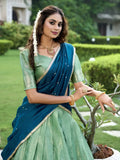Unique Sea Green Zari Weaving Silk Function Lehenga Choli With Dupatta - Ethnic Plus In