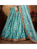 Sabyasachi Sky Blue Floral Organza Bridal Lehenga Choli